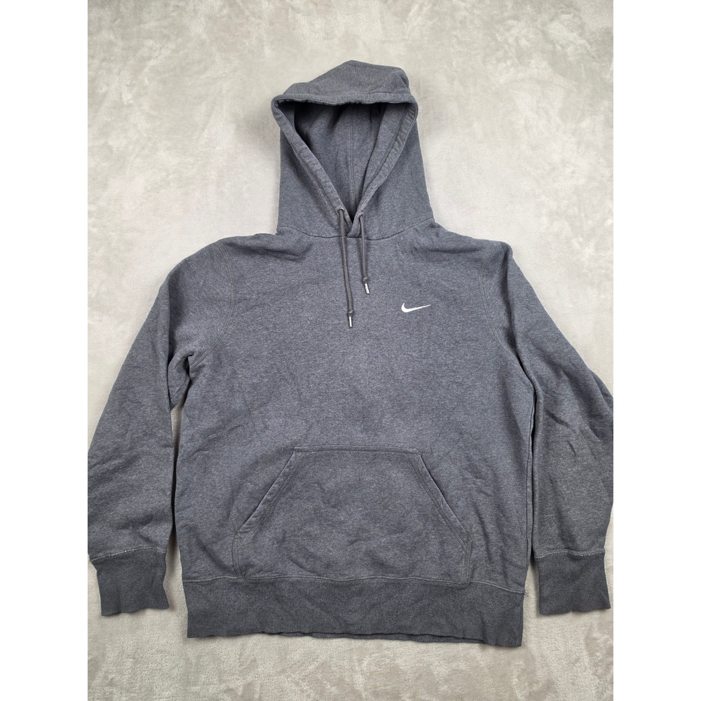 Nike Hoodie Men Large Gray Embroidered Swoosh Pullover Fleece 404538-071
